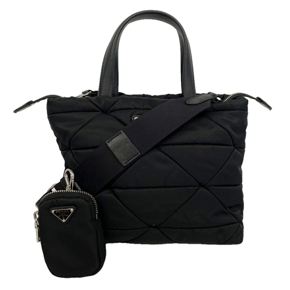 Prada Tessuto Padded Nylon Handbag, Black, 2-way Bag for Women